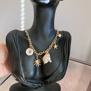 Ralph Lauren Gold and Cream Charm Necklace